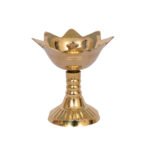 Brass Akhand Diya Udupi Jyot with Glass Cover | Handcrafted Pure Brass Akhand Diya Oil Puja Lamp for Diwali Puja, Temple, Aarti